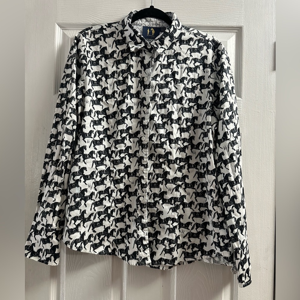 Rönner Equestrian Apparel Button Down Horse Shirt Size 14